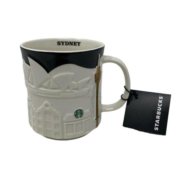 Starbucks Sydney Australia Relief Black White Mug 16oz Opera House with Box - Picture 1 of 7
